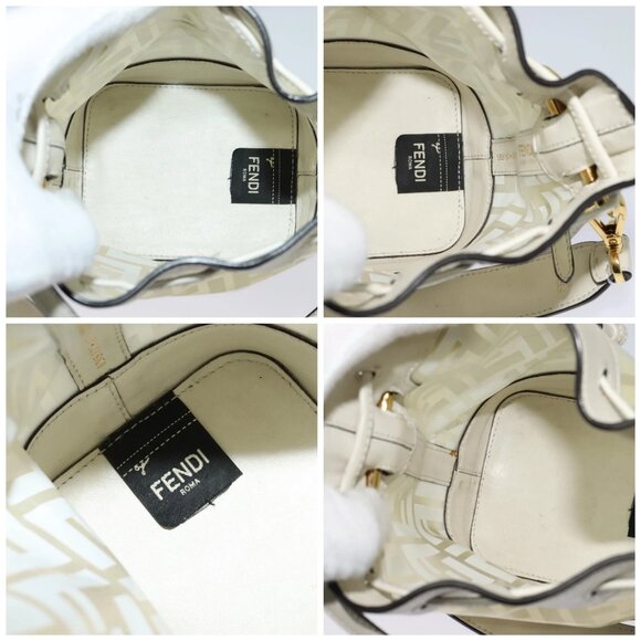 FENDI Zucca Canvas Shoulder Bag White Gold Auth 131612 - Picture 15 of 16